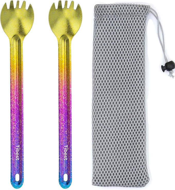 Titanium Spork, 8.7" Long Handle, Ultra Lightweight Camping Utensil for Backpacking, Hiking, Travel