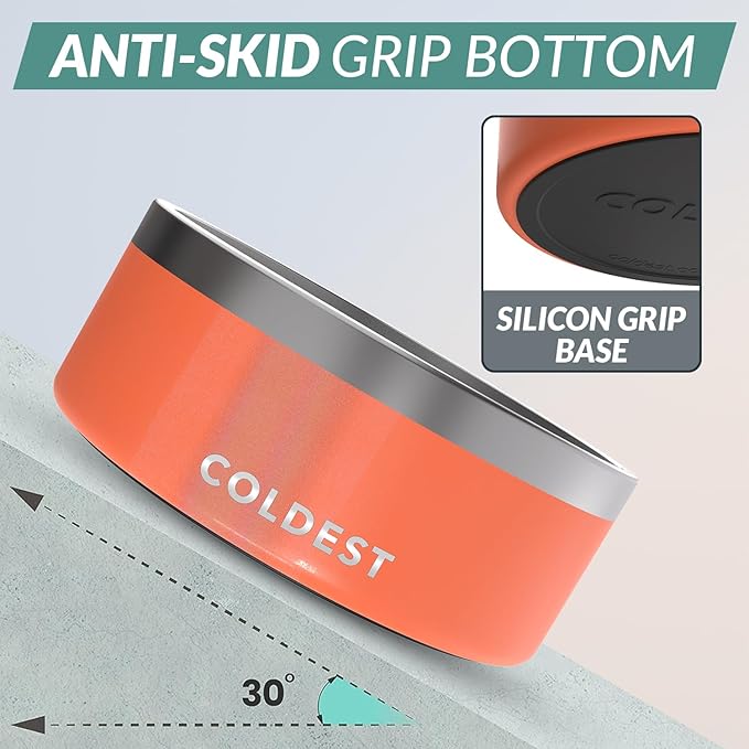 Coldest Dog Bowl - Anti Rust Metal, Non Slip, 3 Layers Insulated Stainless Steel Dog Bowls - Spill