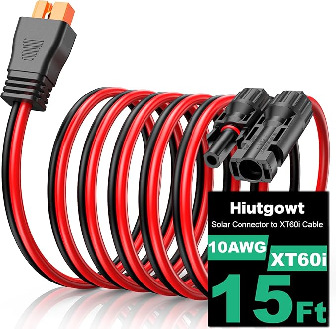 Oududianzi 10AWG XT60i Solar Cable 15FT, Solar to XT60i Charging Cable 3 10 20 25 30 40 50FT, Solar