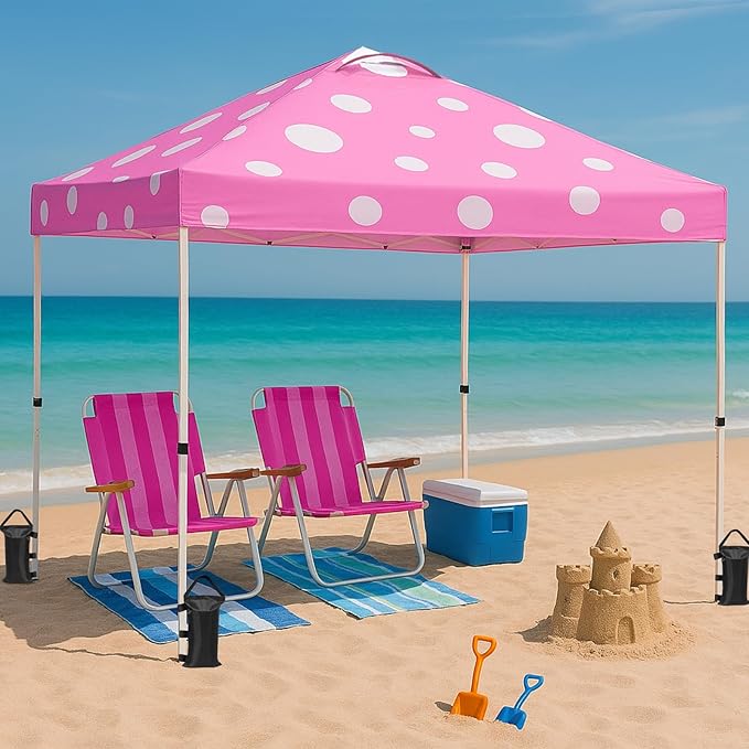 EAGLE PEAK Pop Up Canopy Tent with Wheeled Carry Bag, 8 Stakes, 4 Ropes, 4 Weight Bags, Easy Set Up