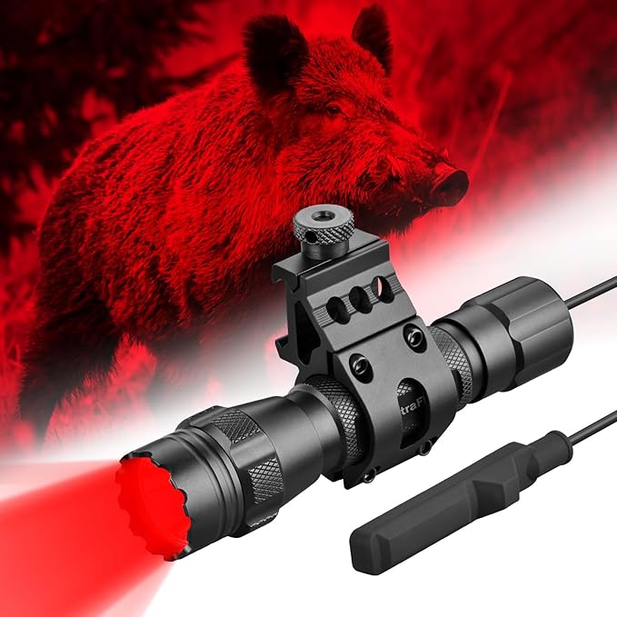 ULTRAFIRE Tactical Red Flashlight, 620nm-630nm High Purity Red LED Hunting Light,Super Bright 218