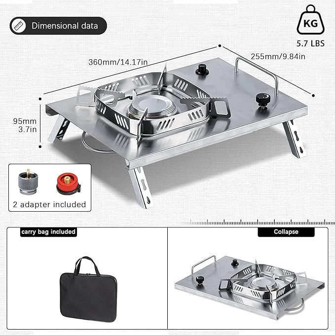 IGT Camping Stove, Desktop & Embed Folding Gas Stove, Portable Gas Stove with Carrying Handle
