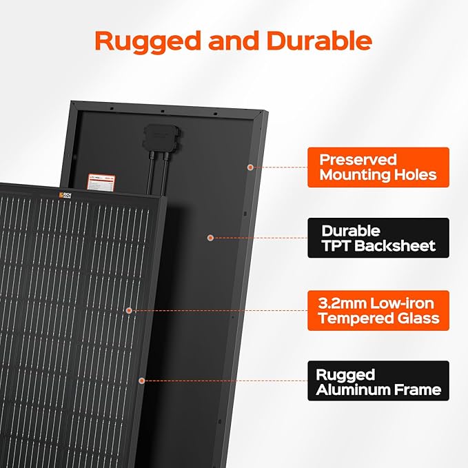 RICH SOLAR 200 Watt 12 Volt Monocrystalline Solar Panel 2 Pack of 9BB Cell 100W High Efficiency