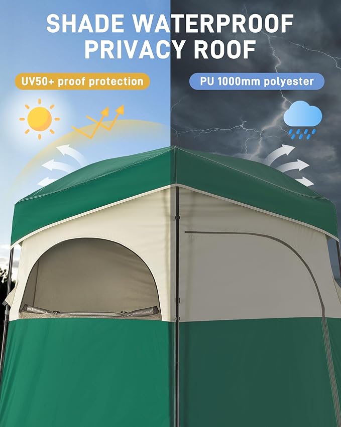KingCamp Shower Tent, Portable Privacy Tent Outdoor Camping 1/2 Room Toilet Tents with Shower Bag &