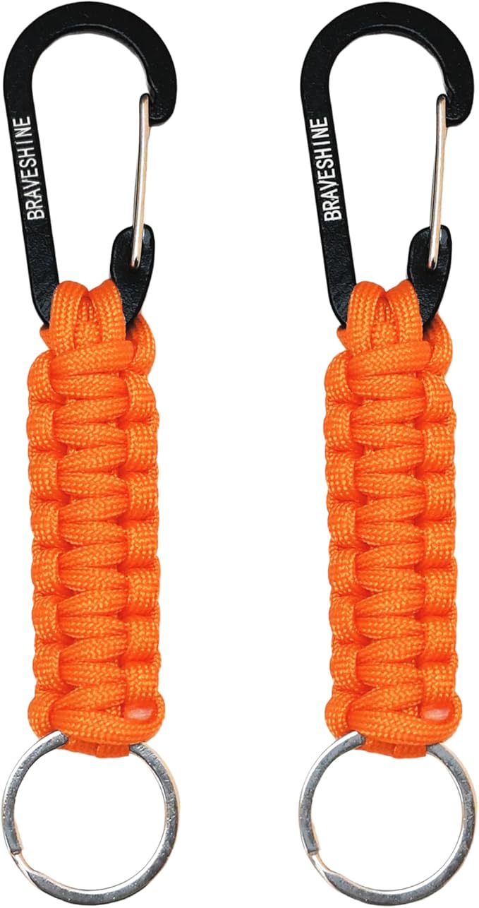 BRAVESHINE Paracord Keychain Carabiner Clip, D Ring Lanyard Hanger Stroller Hook for Water Bottle