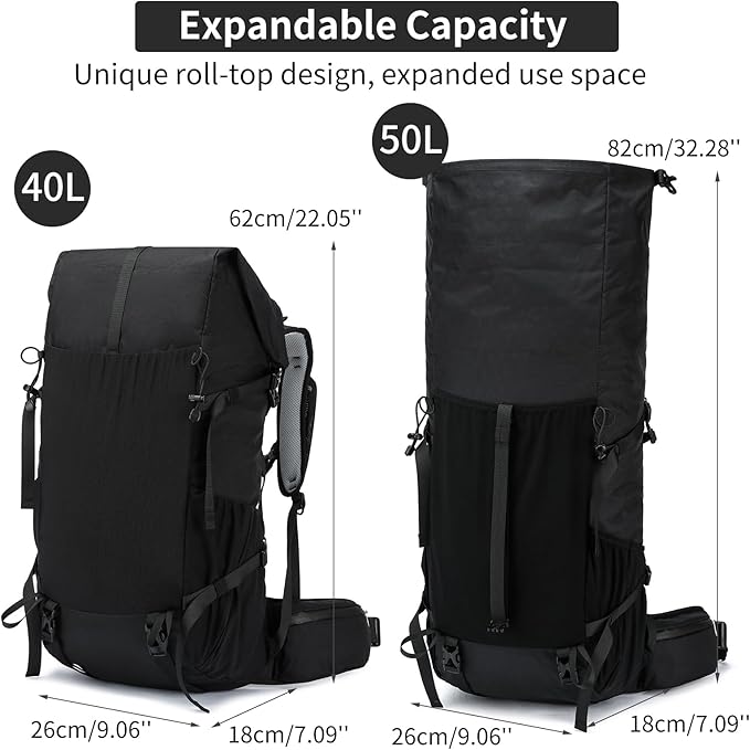 Hiking Backpack,40L to 50L Extra Large Capacity Hiking Bag,Internal Frame Camping Backpack,Upgraded