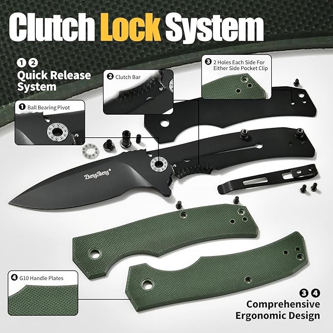 Praxis Pocket Knife, 2.9" D2 Steel Folding Knife with G10 Handle PVD Titanium Coating Blade