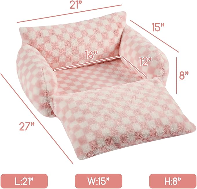 Hollypet Cat Bed Fluffy Plush Mutifuctional Double-Layer Soft Pet Couch Orthopedic Sofa Nest Beds