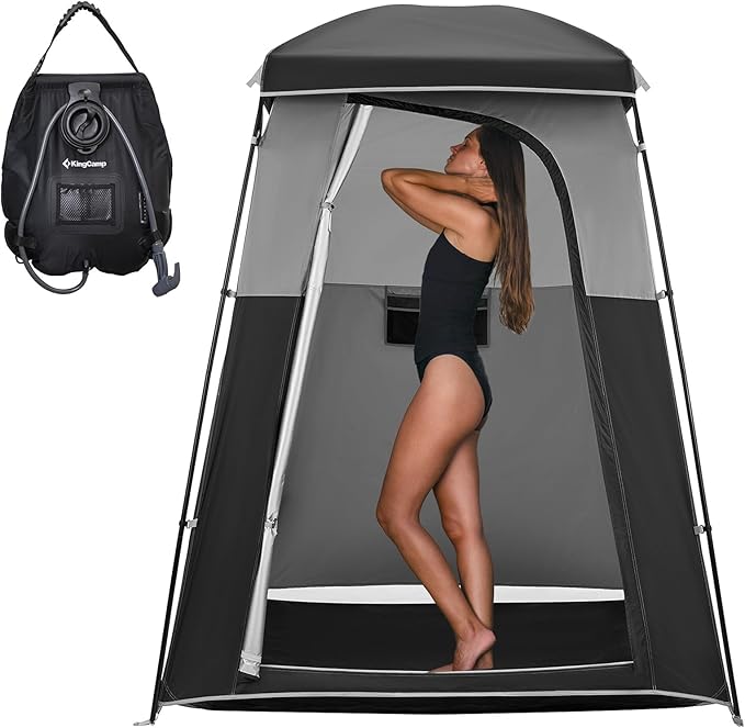 KingCamp Shower Tent, Portable Privacy Tent Outdoor Camping 1/2 Room Toilet Tents with Shower Bag &