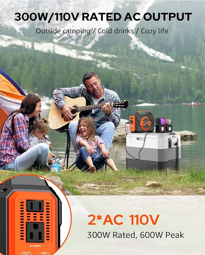 Solar Powered Generator 300W Rated, Portable Solar Generator Power Station with Solar Panels 40W