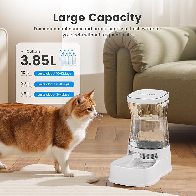 Gardner Pet Automatic Gravity Water Dispenser for Dogs, 1.0Gallon 100% BPA-Free Dog Water Bowl