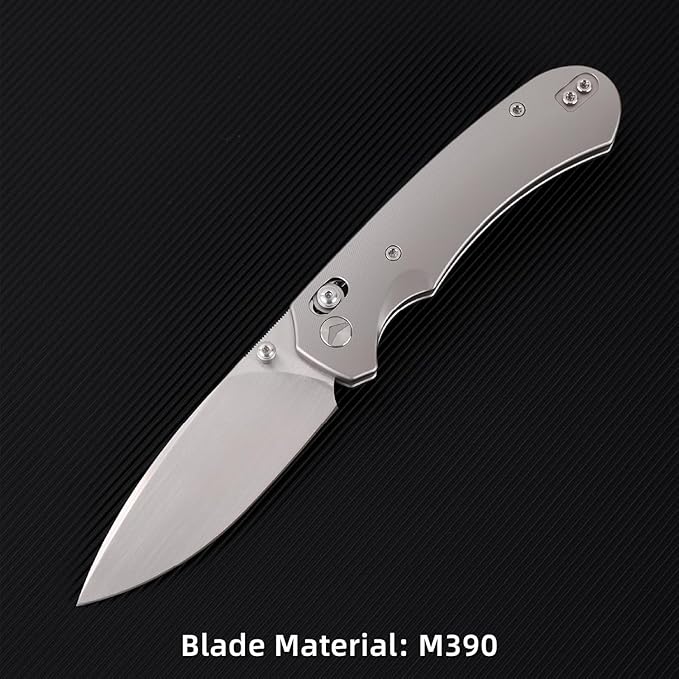 Folding Pocket Knife,3.31” M390 Blade,Erogonomic Titanium Handle,Hunting Survival Knife,EDC Knife