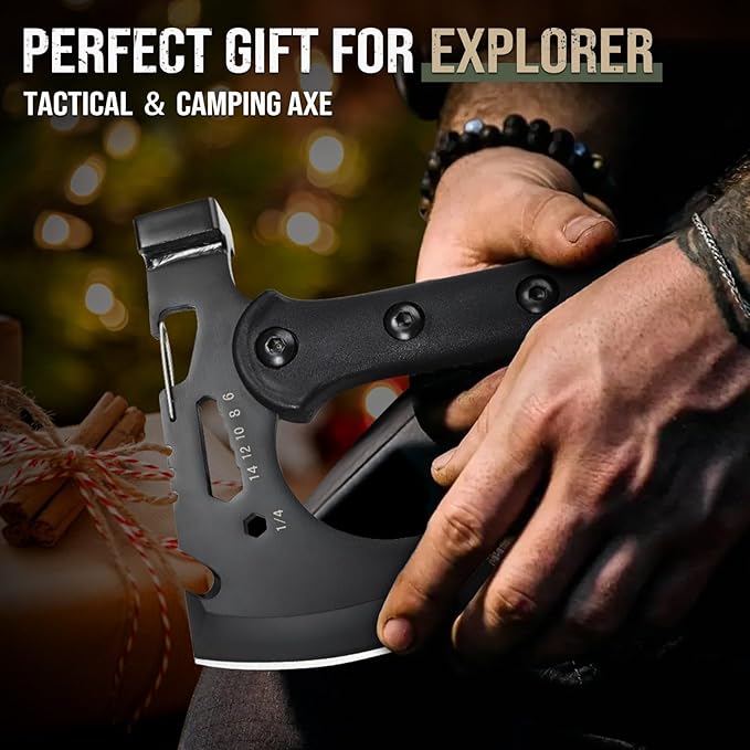Freelander Camping Axe with Sheath, Sharp Tactical Hatchet Axe with Clip and Bottle Opener
