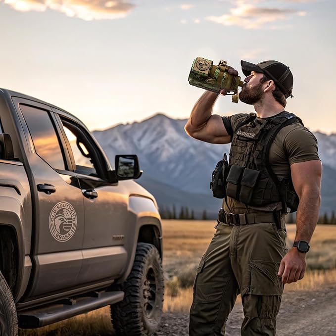 Combat Canteen - 32oz Insulated Water Bottle with Paracord Handle, Stainless Steel Water Jug with