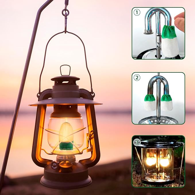60Pcs Lantern Mantles, U Shape Mantles for Propane Lantern, Propane Lanterns Mantles for Outdoor