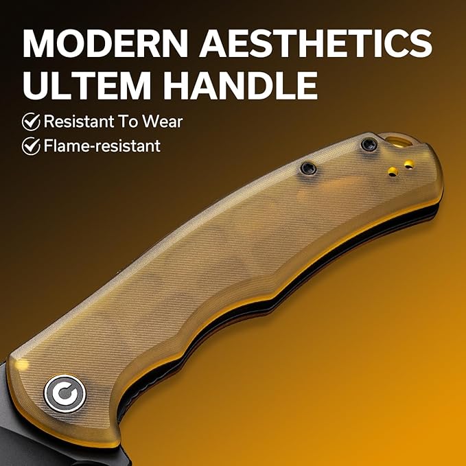 CIVIVI Praxis Pocket Folding Knife - Modern Aesthetics Ultem Handle, 3.75" Sharp Blade, Deep Carry