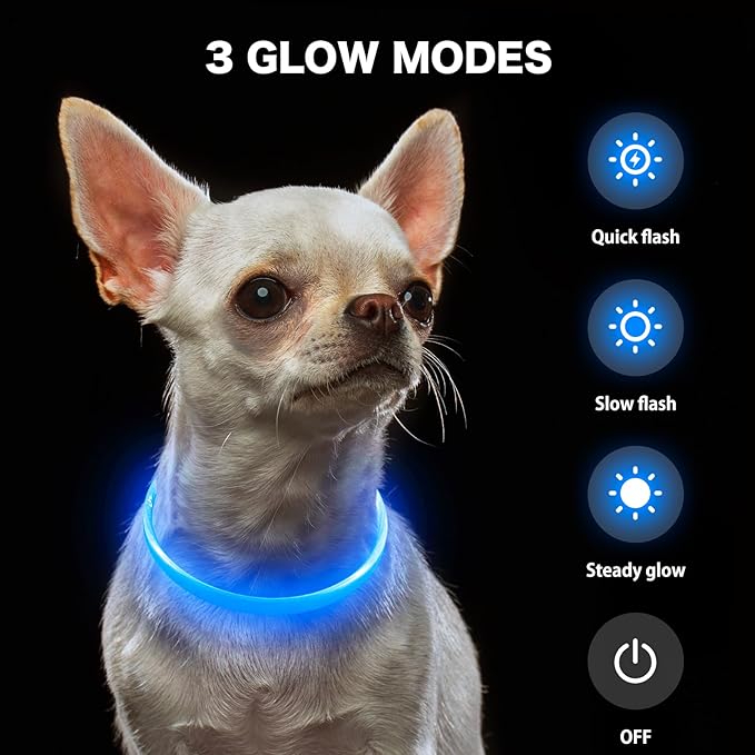 BSEEN Light Up Dog Collar, High Visibility LED Dog Collar Rechargeable- Rainproof TPU Cuttable