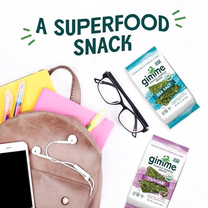 Gimme Seaweed Organic Premium Roasted Seaweed Snacks, Teriyaki, 6 Count, Keto, Vegan, Gluten-Free