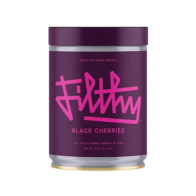 Filthy Cocktail Amarena Black Cherries, Premium Cocktail Garnish, All Natural Wild Italian Amarena