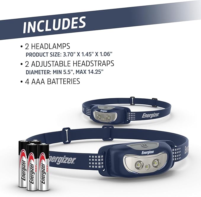 Energizer Universal Plus LED Headlamp, Lightweight Bright Headlamp for Outdoors, Camping and