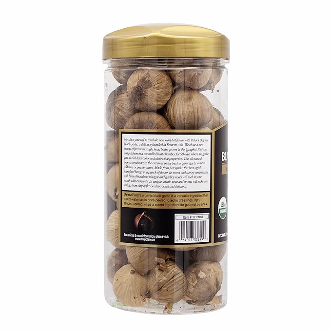 MW Polar USDA Organic Black Garlic 20 oz (Pack of 1), Whole Bulbs, Easy Peel, All Natural, Chemical