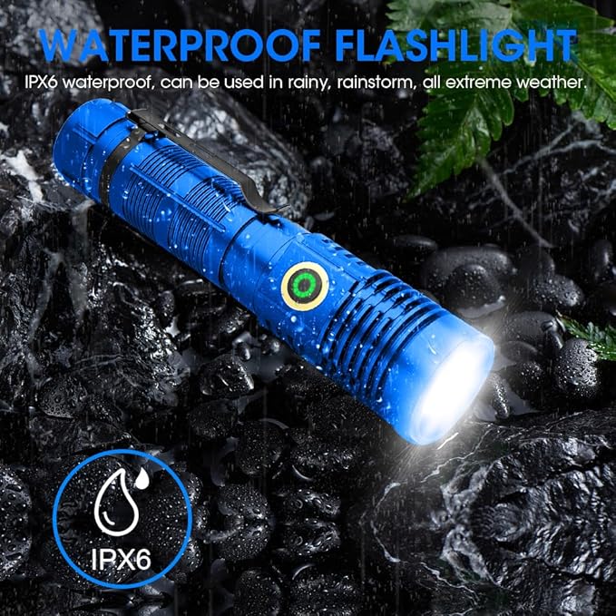 Rechargeable Flashlight High Lumens, High Lumens Super Bright Flash Light, Long-Range Zoomable LED