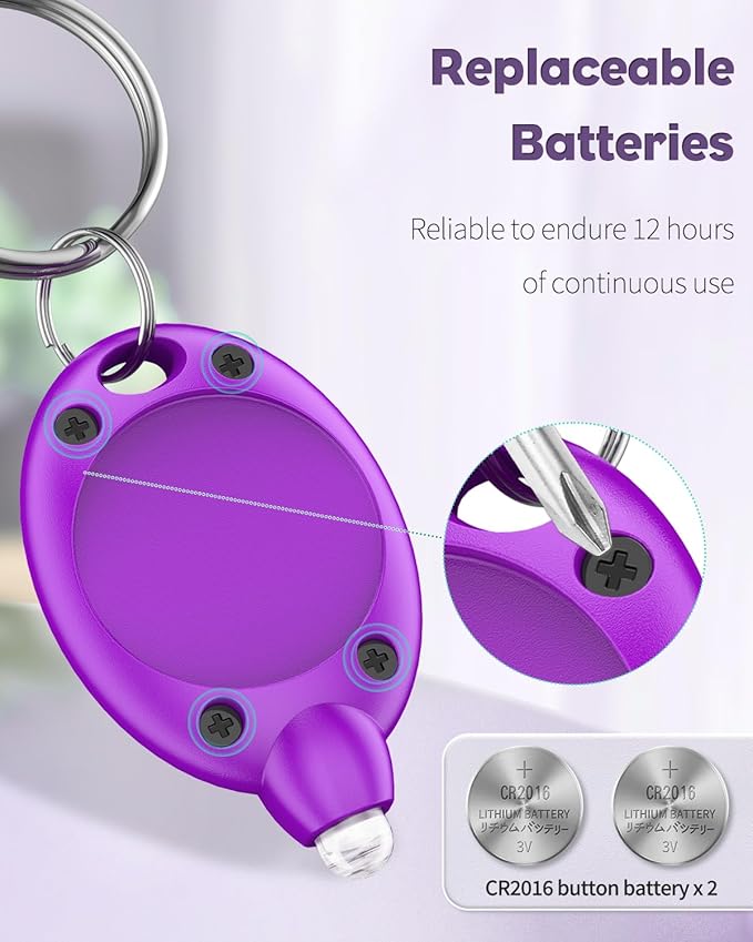 Uniclife 5 Pack Mini UV LED Keychain Flashlight Portable Purple Light Detector for Currency 10