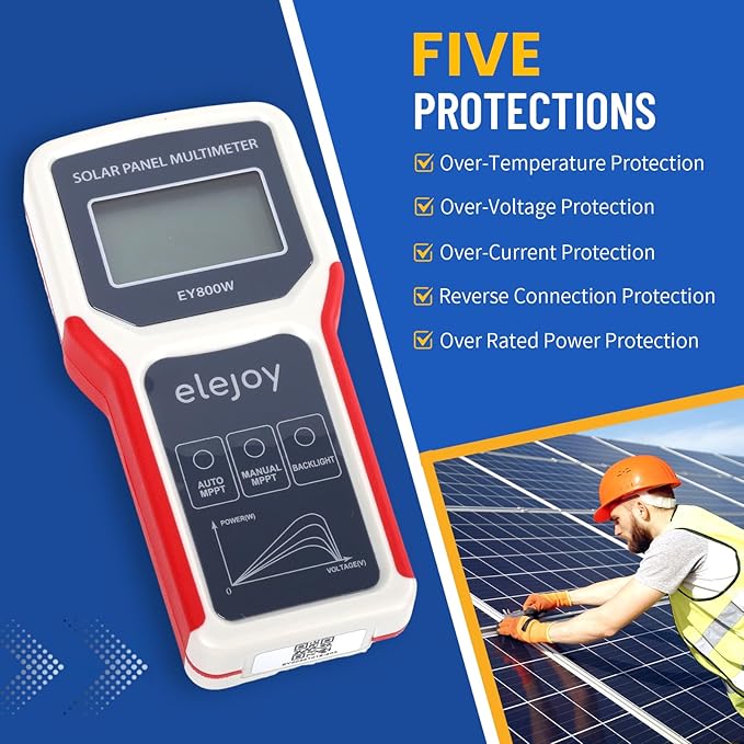 800W Solar Panel Tester, Digital PV Multimeter with Smart MPPT Tracer, 12-60V Voc, 0-35A Isc