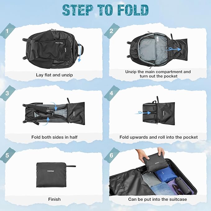 G4Free Packable Hiking Backpack 20L Lightweight Foldable Travel Daypack with Thickened Back Panel