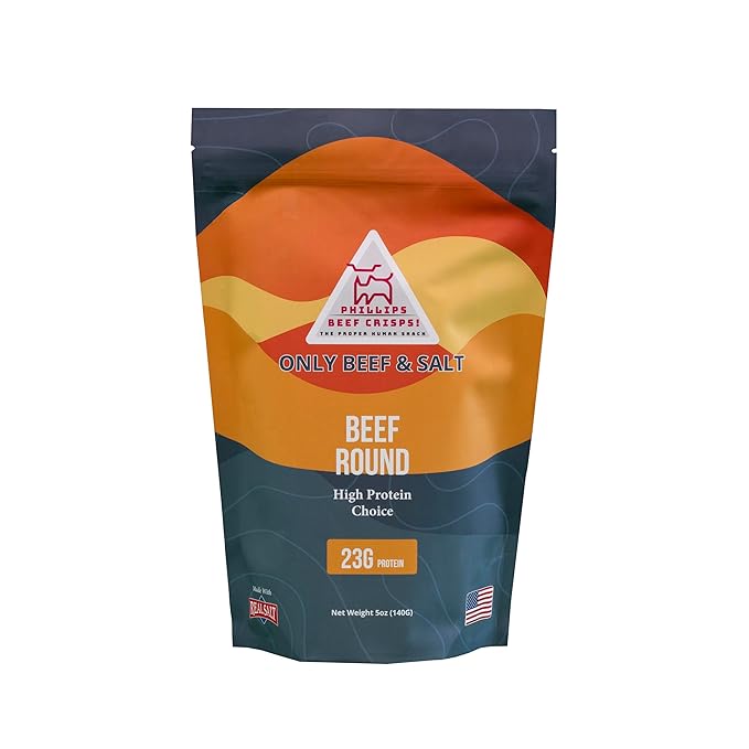 Phillips Beef Crisps - Round - Only Beef & Salt - Zero Carbs - Zero Sugar - High Protein Meat