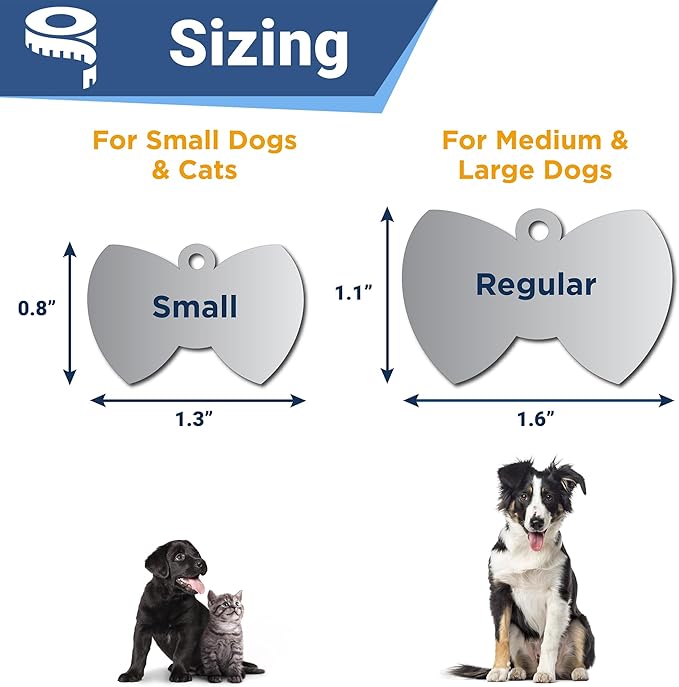 GoTags Stainless Steel Pet ID Tags, Personalized Dog Tags and Cat Tags, up to 8 Lines of Custom