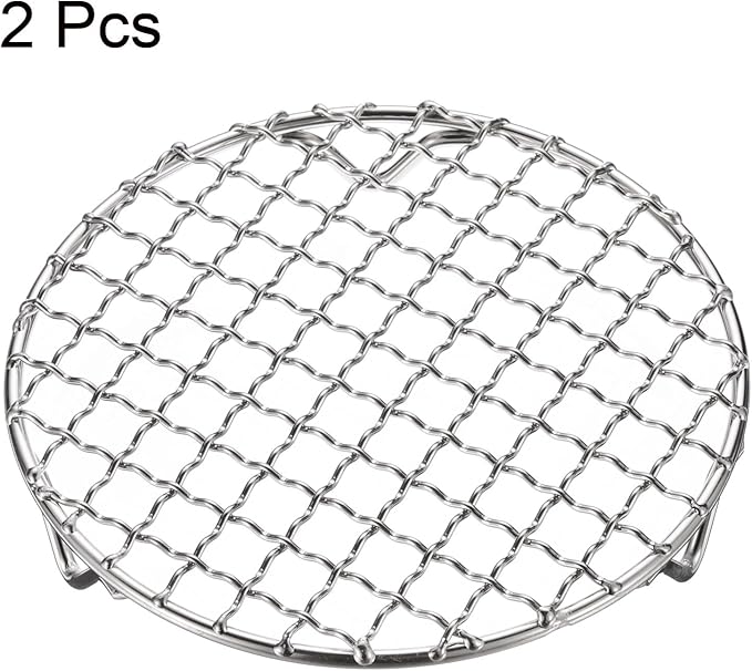 HARFINGTON 2pcs Round Cooking Rack 5.9-inch 201 Stainless Steel Cross Wire Barbecue Grill Net with