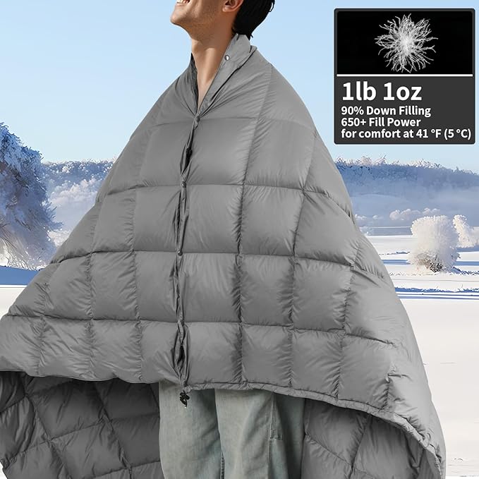Down Camping Blanket, Muti-Use Outdoor Travel Blanket, Puffy Sleeping Bag Blanket, Waterproof