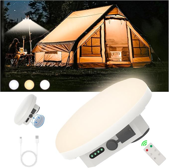 Camping Tent Light LED Rechargeable Portable Hanging Lantern with Remote,IPX5 Waterproof Outdoor