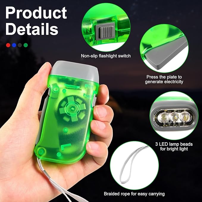 Treela 36 Pcs Hand Crank Flashlights Operation Christmas Bulk Items Squeeze Flashlight No Battery