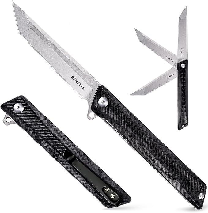 Pocket Knife GD22K, Flipper Open D2 Steel Tanto Folding knife with Durable G10 Handle,Men Women