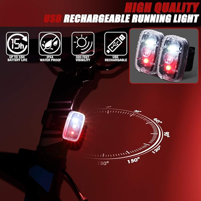 Mudder Running Lights for Runners Rechargeable LED Safety Lamps USB Rechargeable Clip on Strobe
