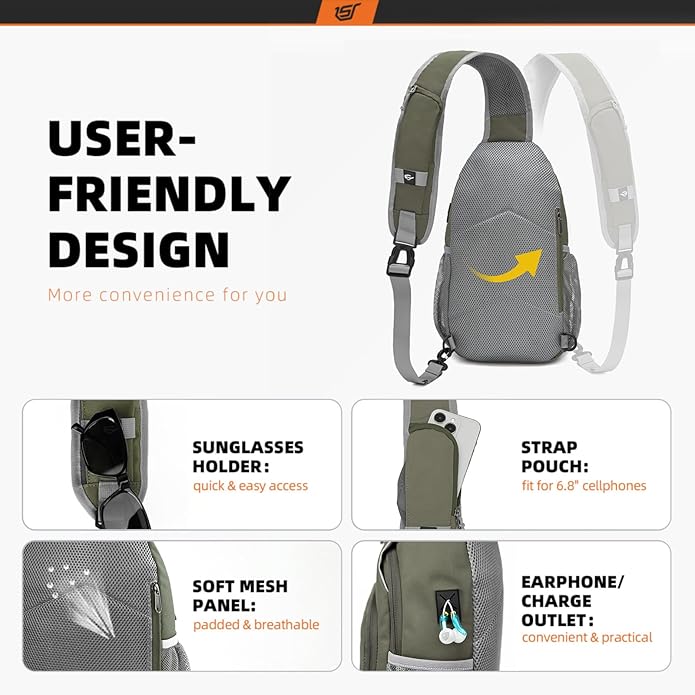 SKYSPER Sling Bag RFID Crossbody Sling Backpack Cross Body Shoulder Bag Travel Hiking Daypack for