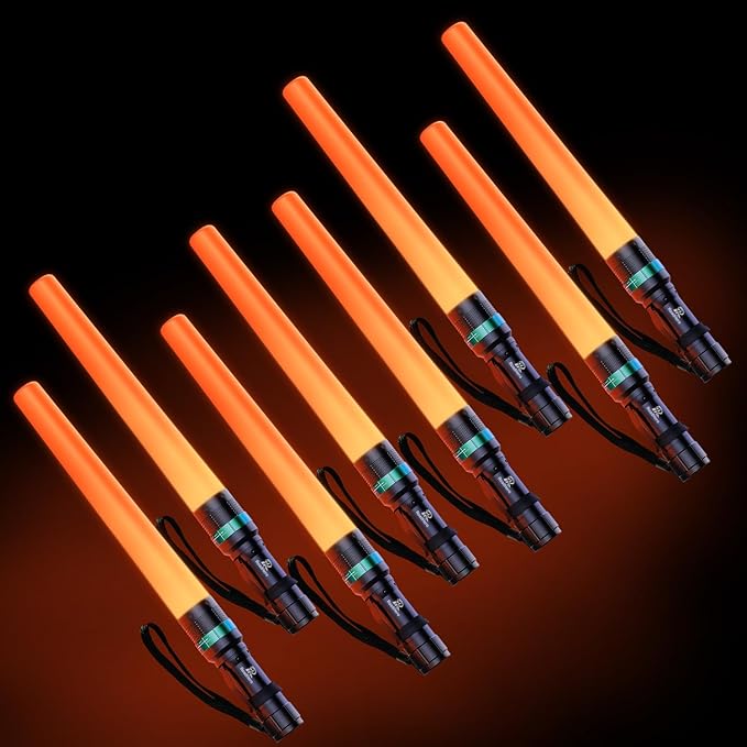 RoadHero 8 Pieces 16 Inch Traffic Wand with Strobe Modes LED Safety Signal Flashlight Wand with