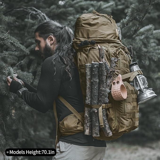 Mardingtop 75L Molle Hiking Internal Frame Backpacks with Rain Cover for