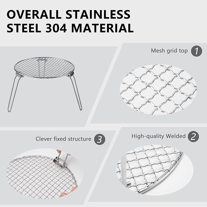 RROMATELX Small Folding Camping Grillï¼?04 Stainless Stee Portable Camping Stove，Campfire