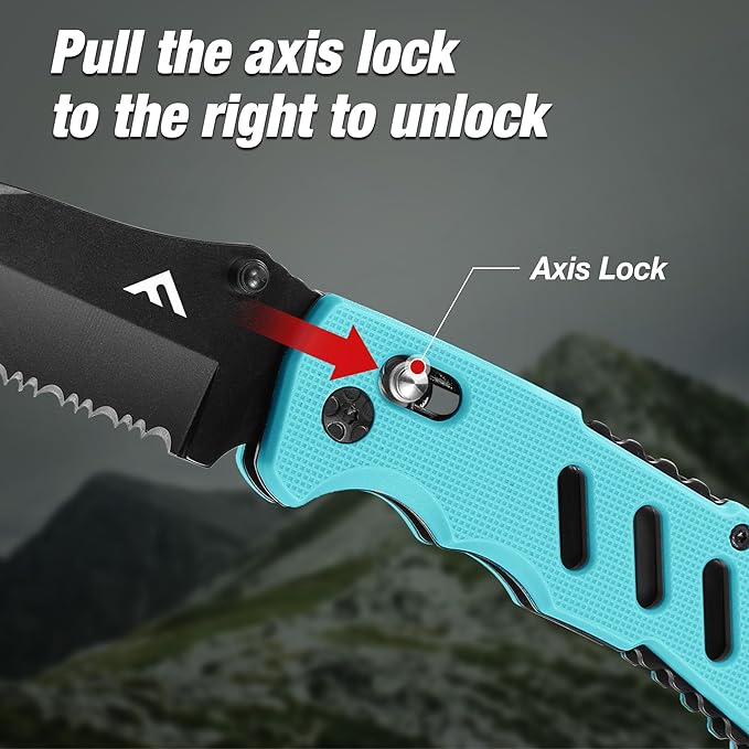 FLISSA Folding Pocket Knife with Clip, Glass Breaker and Seatbelt Cutter, Survival Knife for