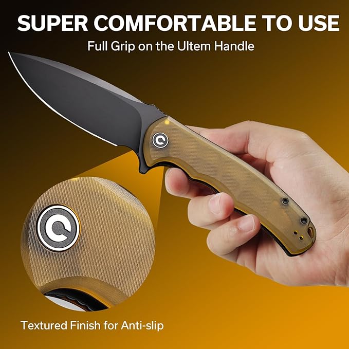 CIVIVI Praxis Pocket Folding Knife - Modern Aesthetics Ultem Handle, 3.75" Sharp Blade, Deep Carry