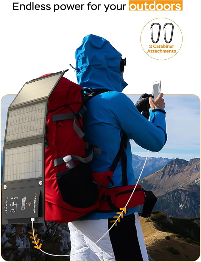 MARBERO 21W Portable Solar Panel Foldable Solar Panel Charger IP65 Waterproof Solar Panels 23% High
