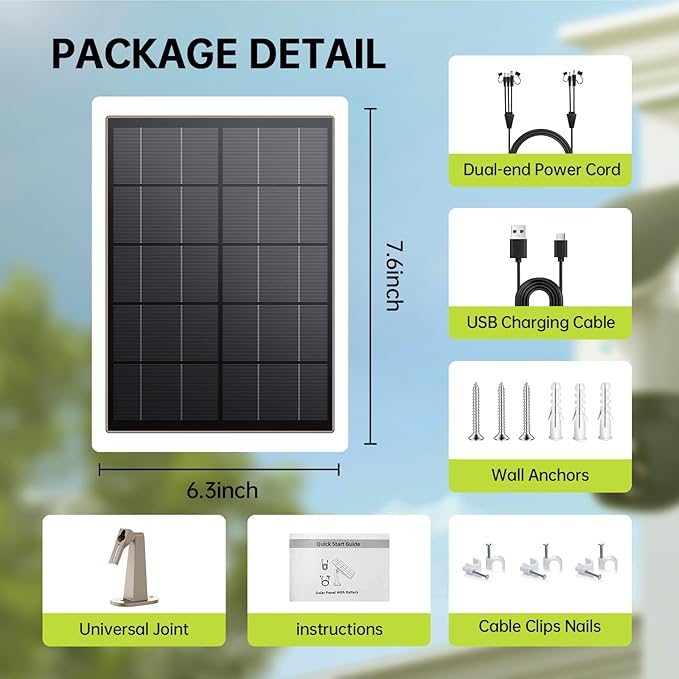 8W Solar Panel for Trail Camera with Build-in 72Wh Rechargeable Battery, Comes with 360°Adjustable