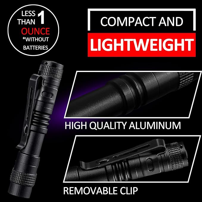 Beieverluck 10 Pack UV Black Light Flashlight Mini 395nm Pen Light with Clip LED Handheld