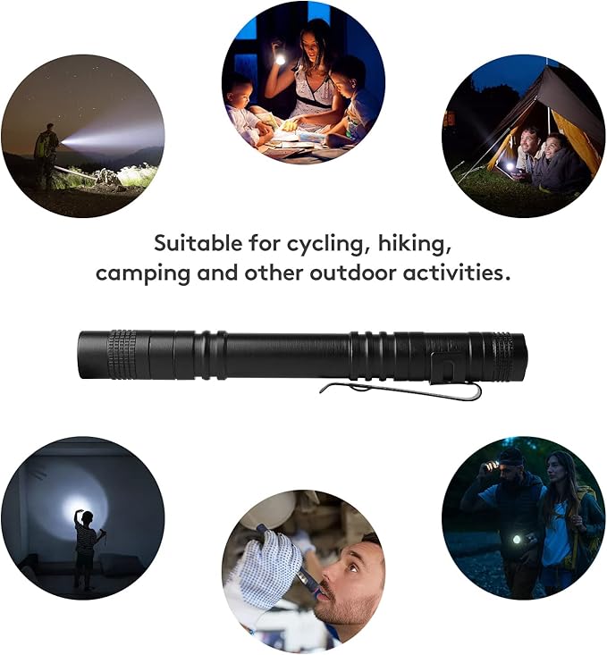 Flashlight, 2 PCS Mini Pen LED Lights, High Lumens, Pocket Size, Removable Clip, Wide Application
