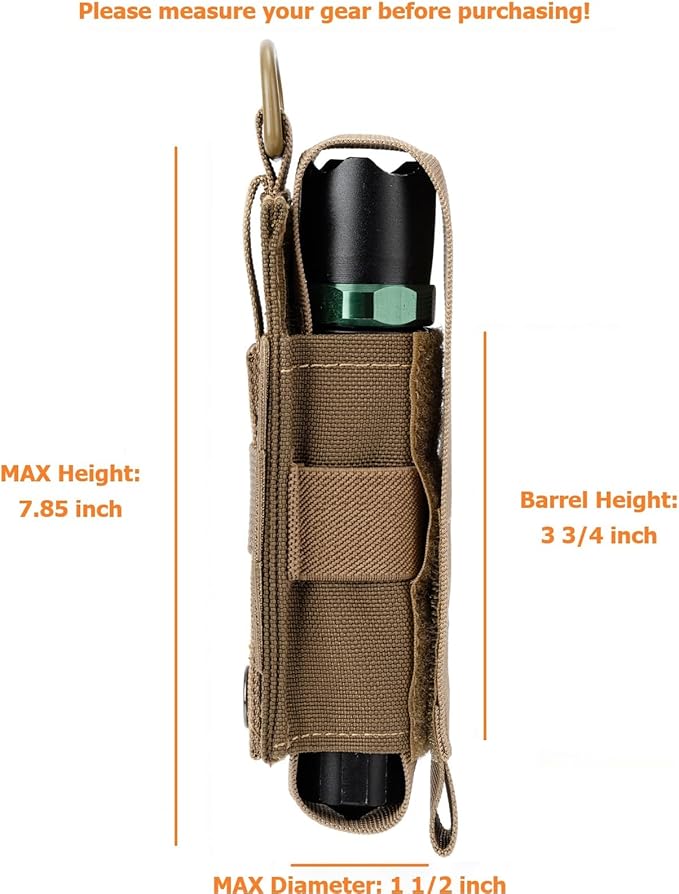 Tactical Flashlight Holster MOLLE Torch Holder MK4 OC/Mace Pepper Spray Canister Carrier EDC Flash