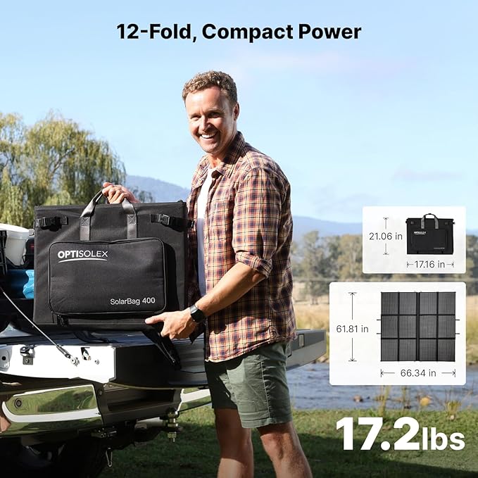 440W Portable Solar Panel, 17.2lbs Foldable SolarBag, Splits 2×220W Solar Blanket, 25% High
