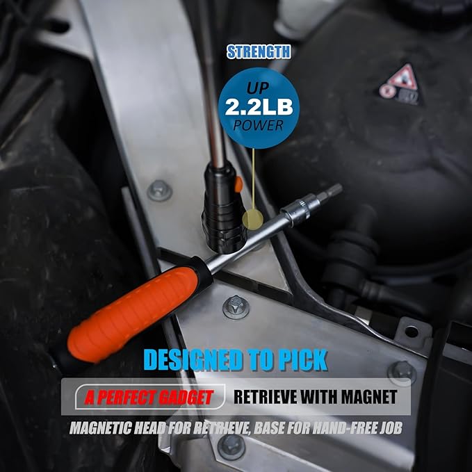 VIBELITE Gifts for Dad, Magnetic Flashlight with Tool Magnetic Lanyard, Telescoping Magnet Pickup